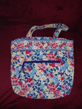 Vera Bradley Quilted Floral Tote in Blue, Pink and White
